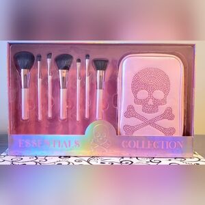 NEW! Rhinestone Skull  Cosmetic case Brush Set Makeup Travel